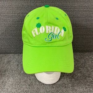 Florida Girl Baseball Hat Women's OSFM Green Embroidered Elastic Strapback